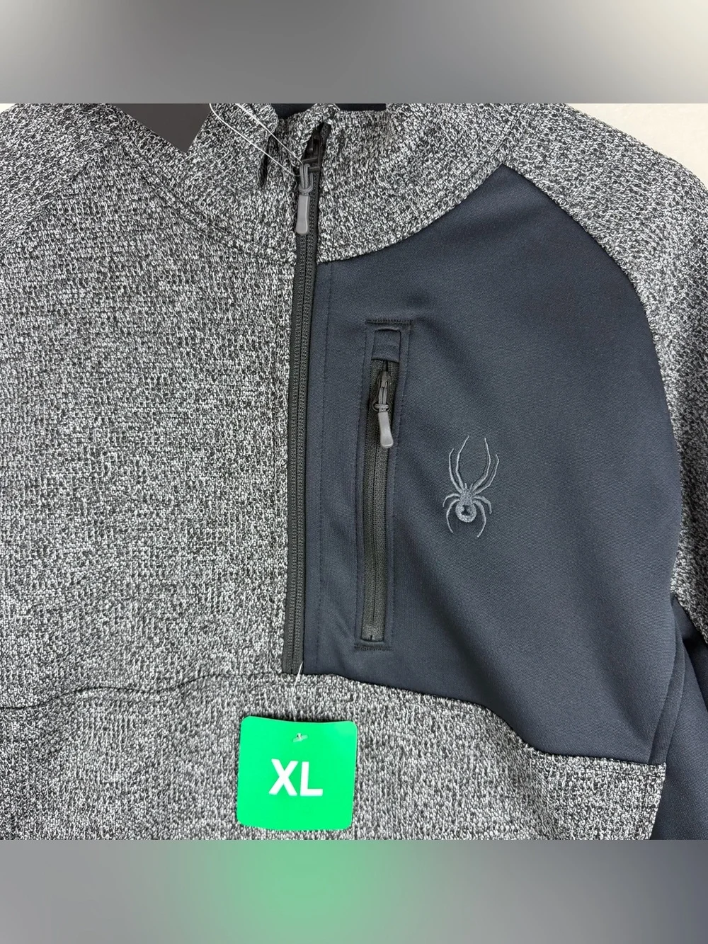 Spyder Men's Size XL Half Zip Jacket Sweater Knit Pullover Gray Black NWT